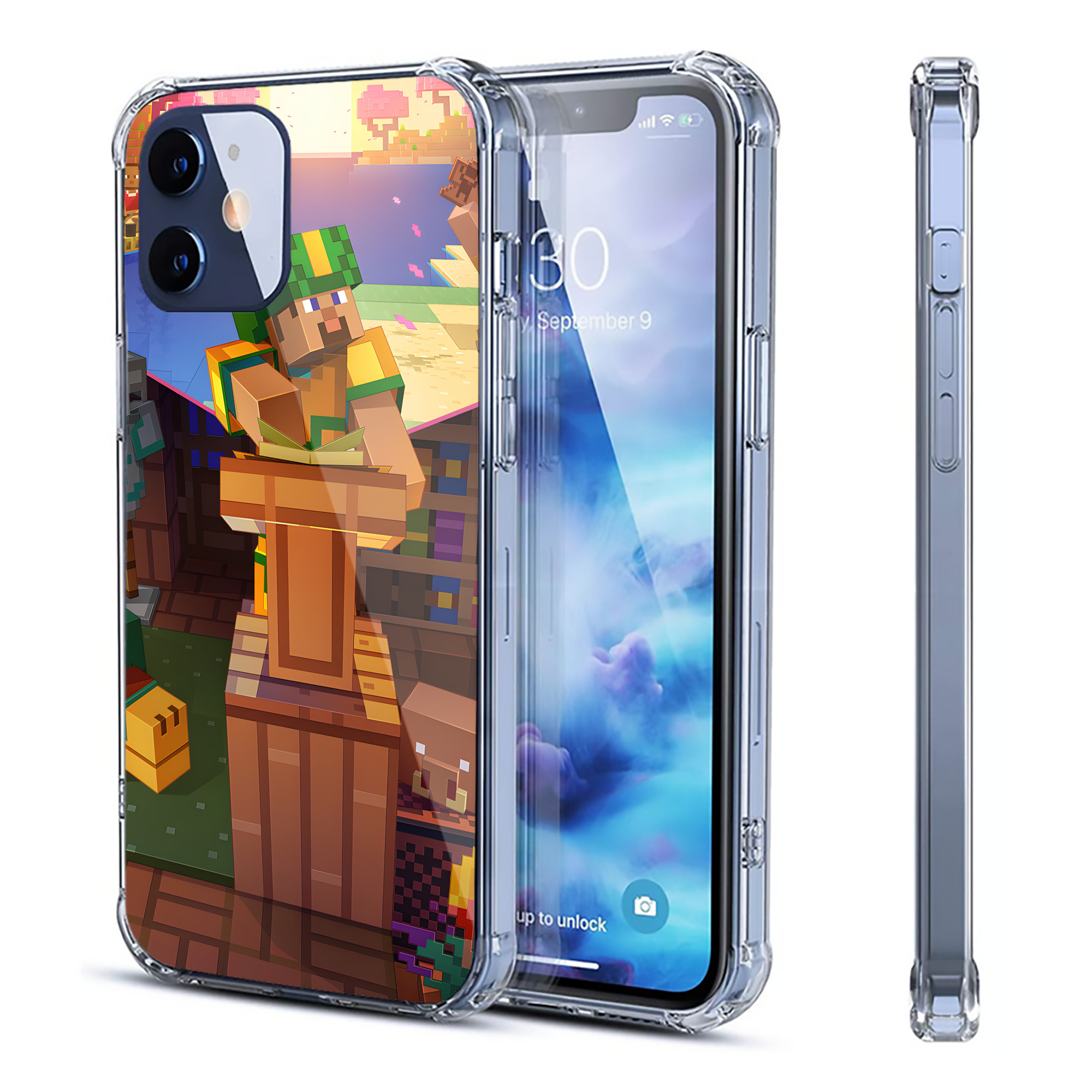（画像用） マインクラフト ブロックの世界 Minecraft MC Block world 【iPhone 12シリーズ対応】透明スマホケース（クリアソフトケース）